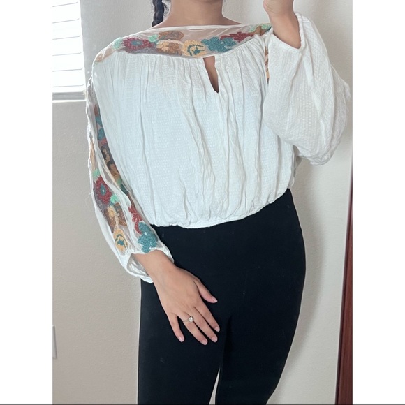 Free People Tops - Free People Embroidered Floral Long Sleeve